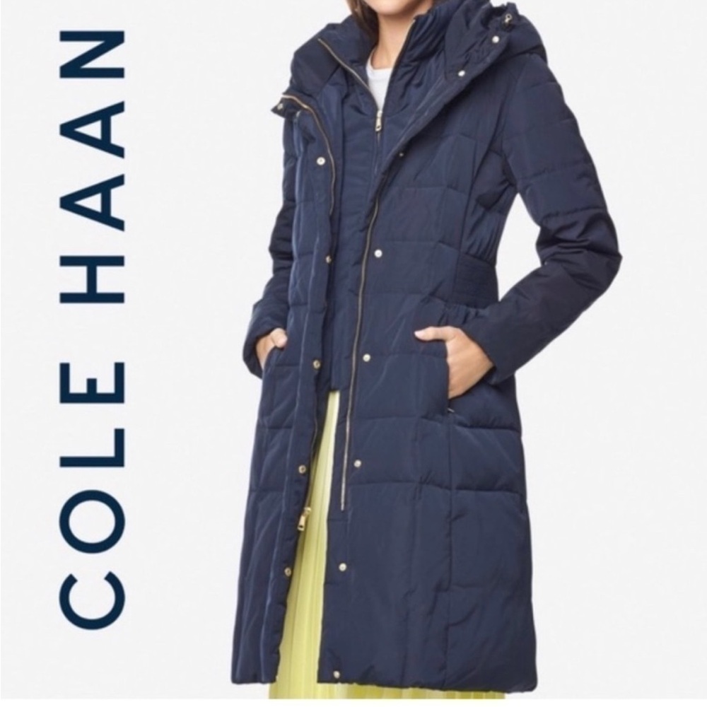 Cole Haan Signature navy blue long down coat